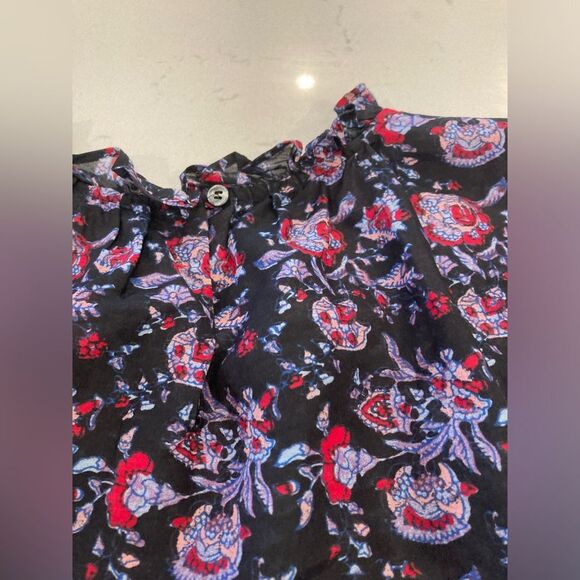 Xirena Lanie Purple Cottage Core Floral Ruffle Silk Blend Long Sleeve Blouse XS - Picture 8 of 11